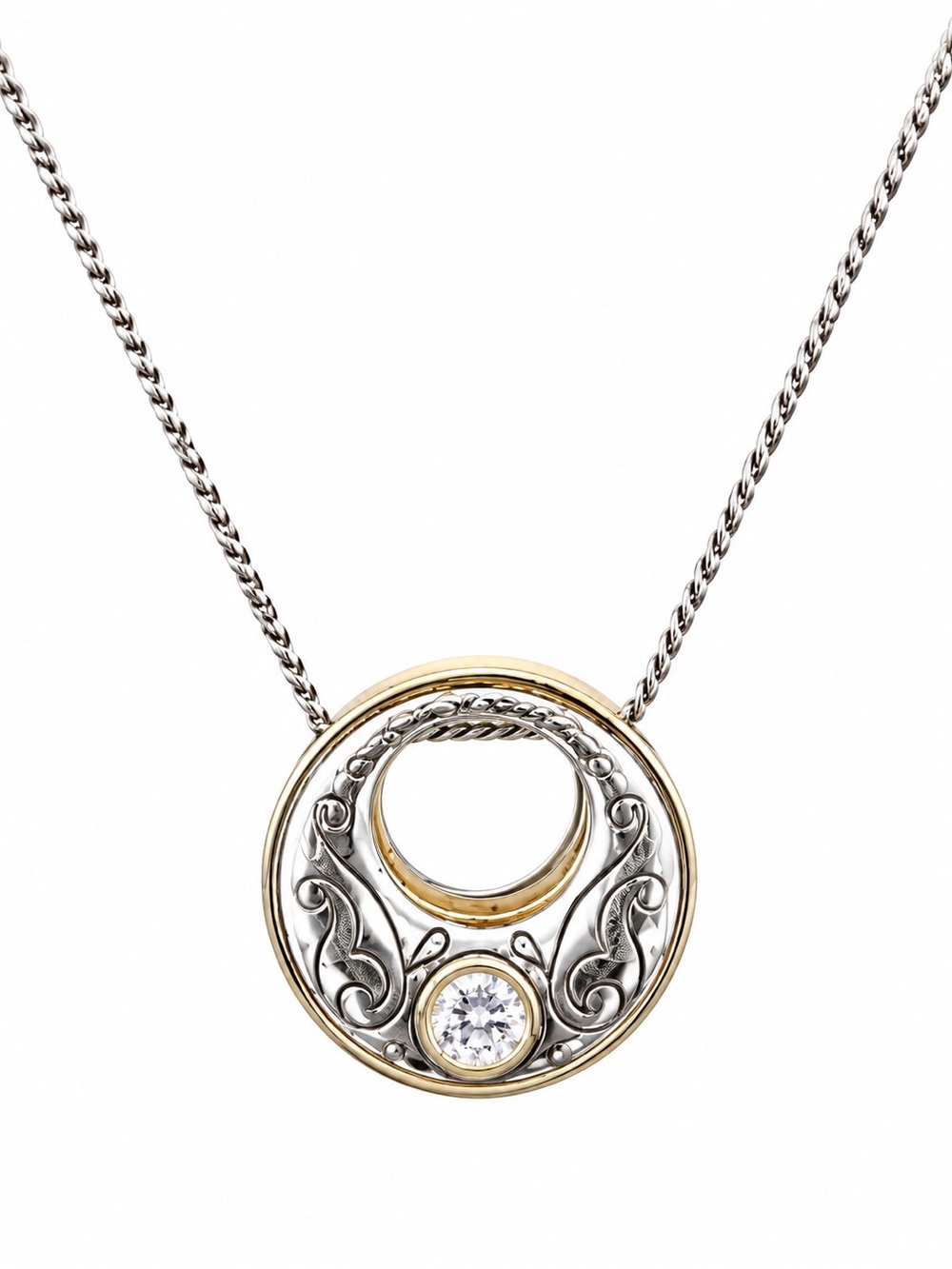 Brighton Aries Silver/Gold Swarovski Crystal Reversible Pendant Necklace